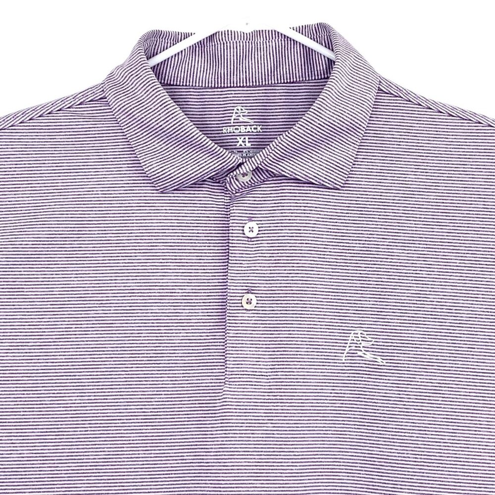 Rhoback Golf Polo Performance Shirt Mens Stretch Purple Stripe XL